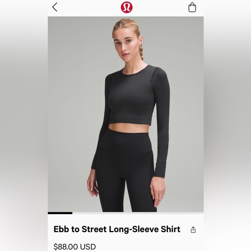 EUC Lululemon Ebb to Street Long Sleeve - Black - Size 8 - Style/Model: W3DZNS